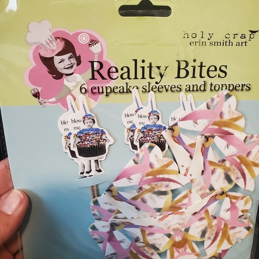 Erin Smith Art Reality Bites BLOW ME‎ Cupcake Sleeves, Toppers 6 Ct Party Humor